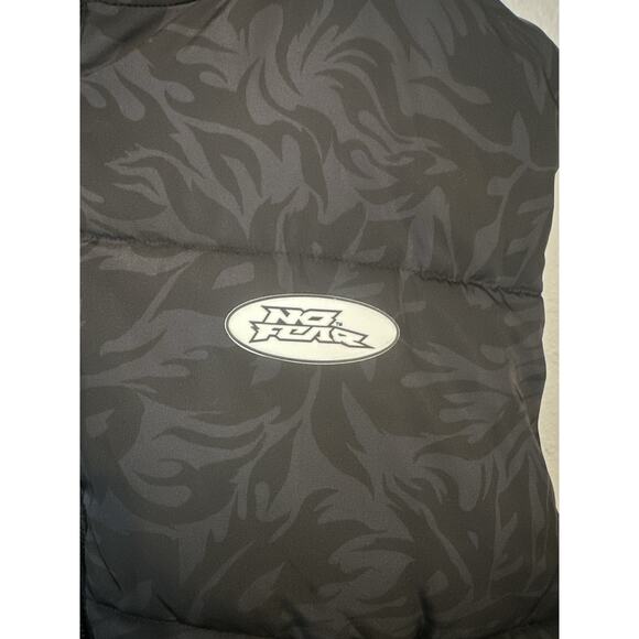 H&M No Fear Unisex Size LG Full Zip Black Oversized Quilted Pockets Puffer Vest - Picture 2 of 4